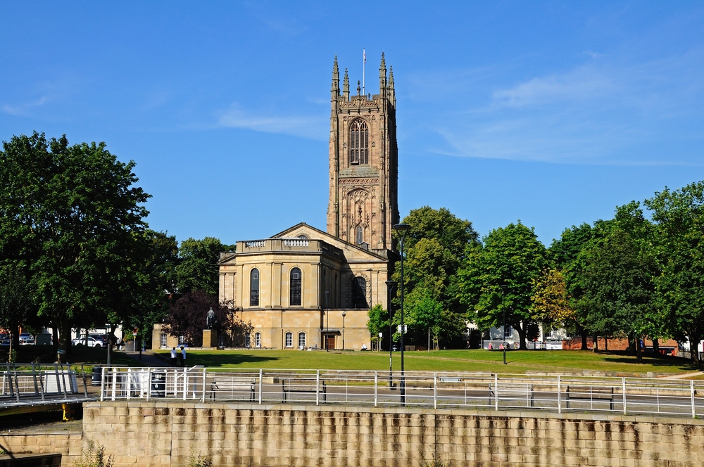 DERBY, UNITED KINGDOM - JULY 17, 2014 - The Cathedral of All Saints, Derby, Derbyshire, England, UK, Western Europe, July 17, 2014.